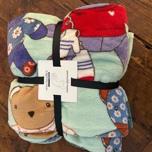 Vera Bradley Toast Teddies Plush Throw Blanket with Multicolor Bear Design